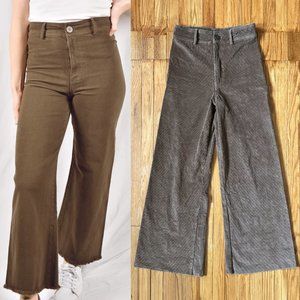NWOT Miss Love Super High Rise Corduroy Wide Leg Crop Pants Brown Tan S